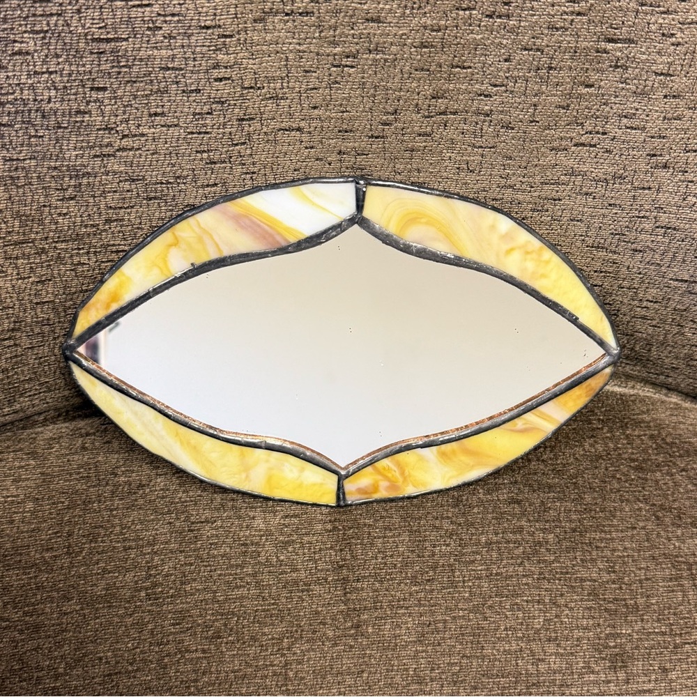 Vintage Yellow Stained Glass Accent Wall Mirror